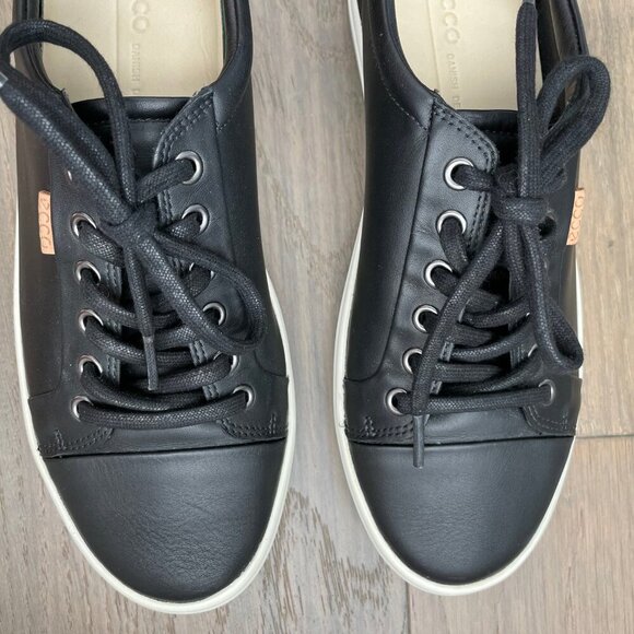 Ecco Soft 7 Lo Cut Lace Up Leather Sneakers Black + White Sz 40EU/9-9.5US NWOT - Picture 8 of 13